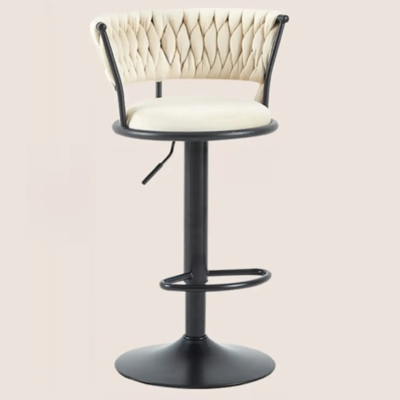 Adjustable Flannel Curved Back Bar Stools with Gold Base