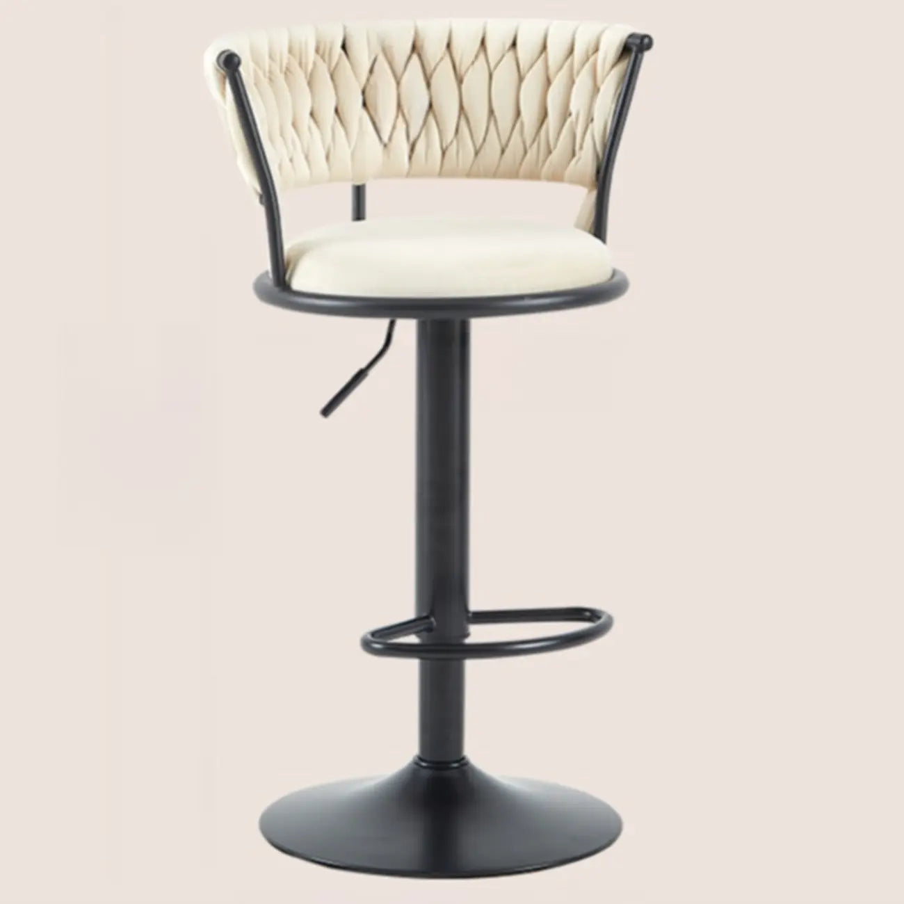 Adjustable Flannel Curved Back Bar Stools with Gold Base