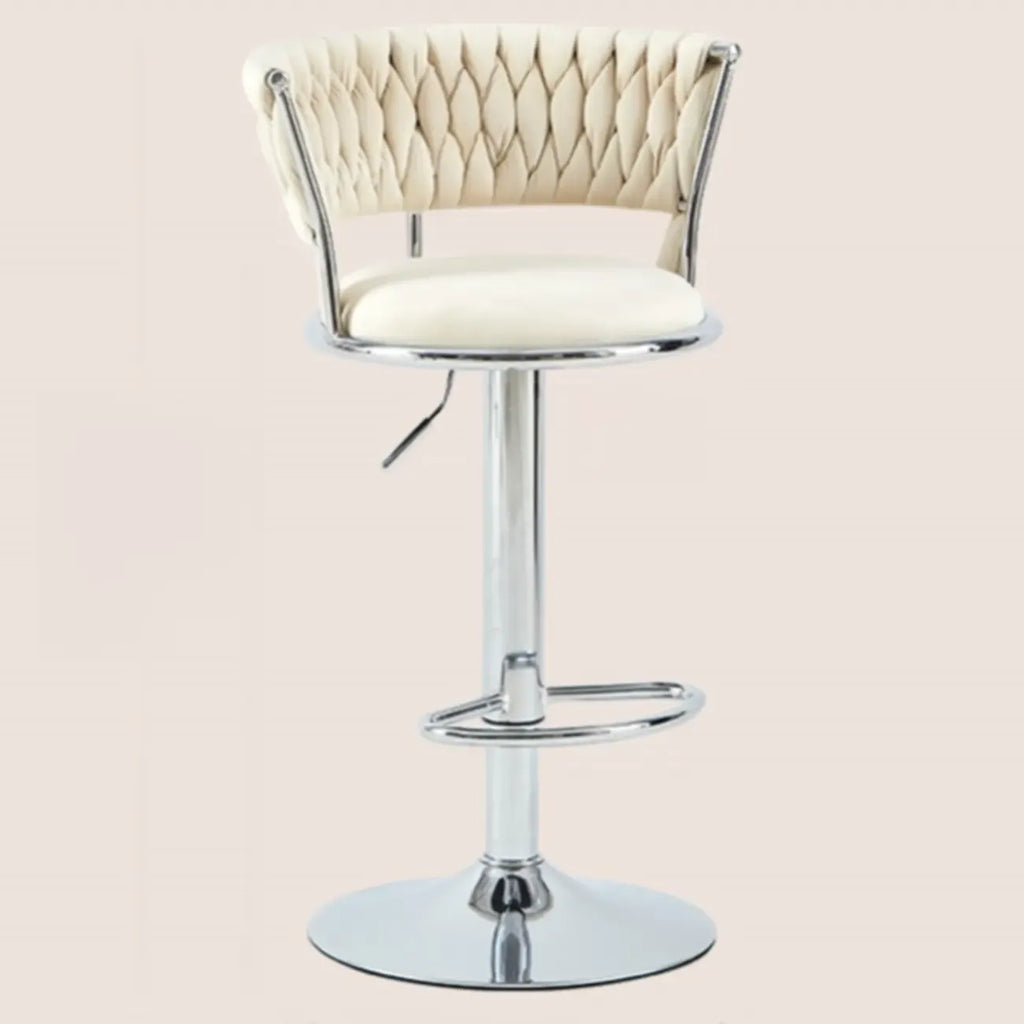 Adjustable Flannel Curved Back Bar Stools with Gold Base