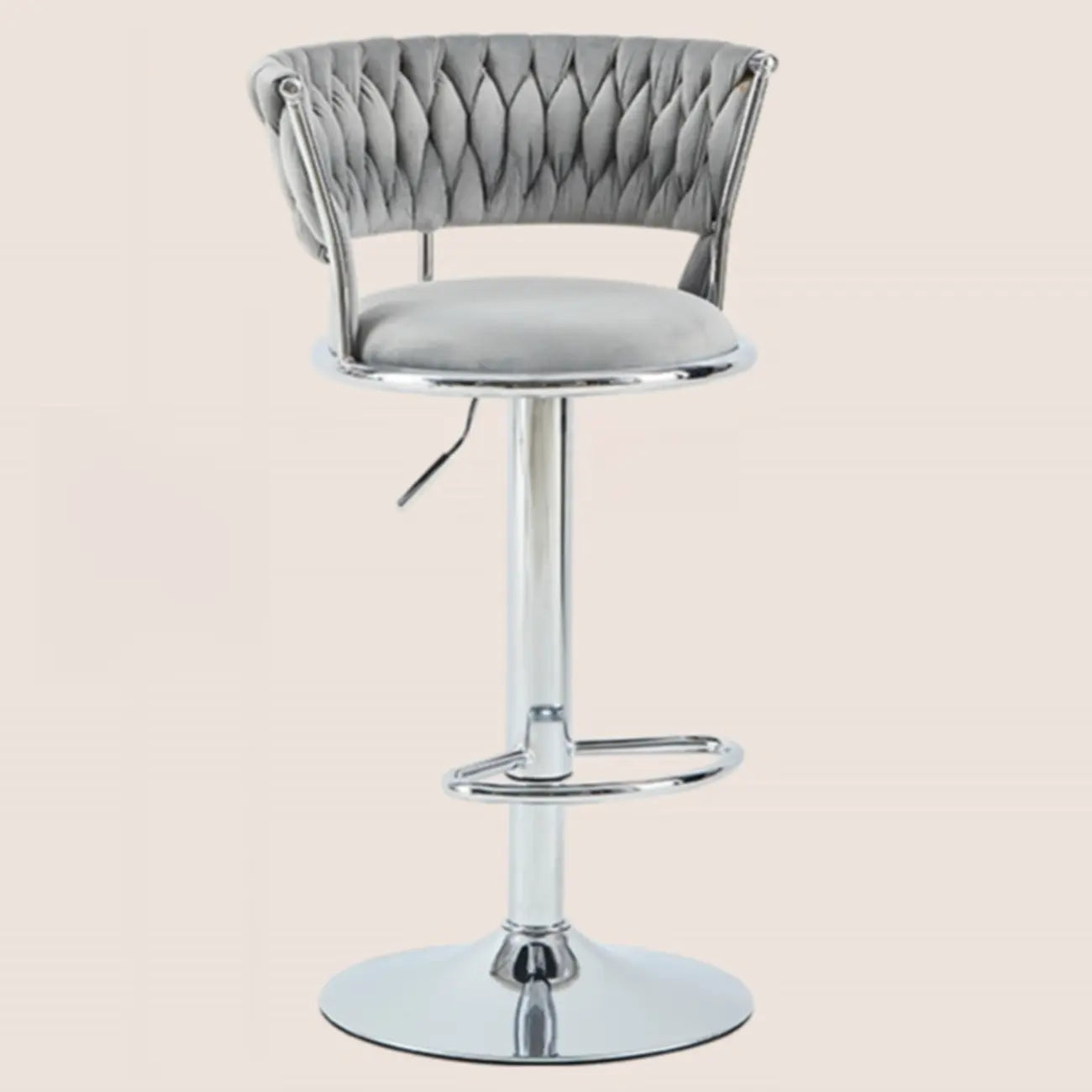 Adjustable Flannel Curved Back Bar Stools with Gold Base