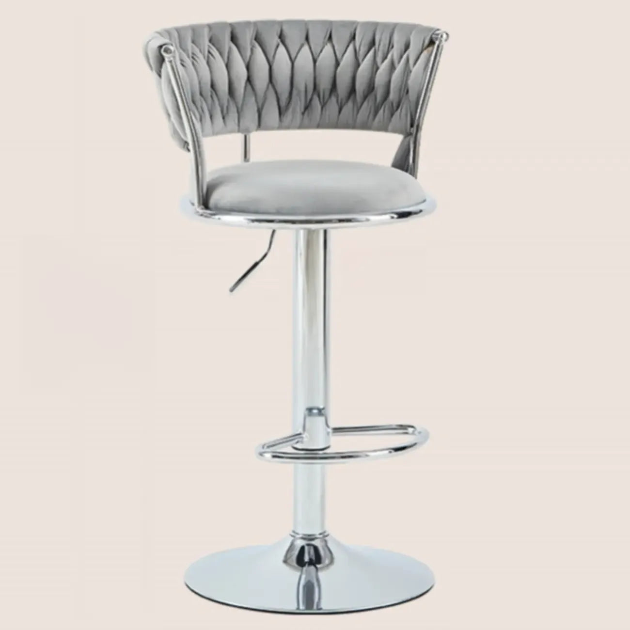 Adjustable Flannel Curved Back Bar Stools with Gold Base