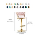 Adjustable Flannel Curved Back Bar Stools with Gold Base