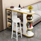 Modern Stone Top Freeform Bar Table with Storage for Home Bars