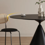 Modern Black Metal Stone Round Dining Table