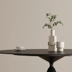 Modern Black Metal Stone Round Dining Table