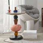 Round Wood Black Chairside Table with Pedestal Base