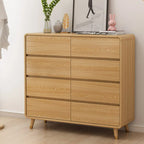 Elegant Large Brown White Wood Bedroom Chests with 9 Drawer