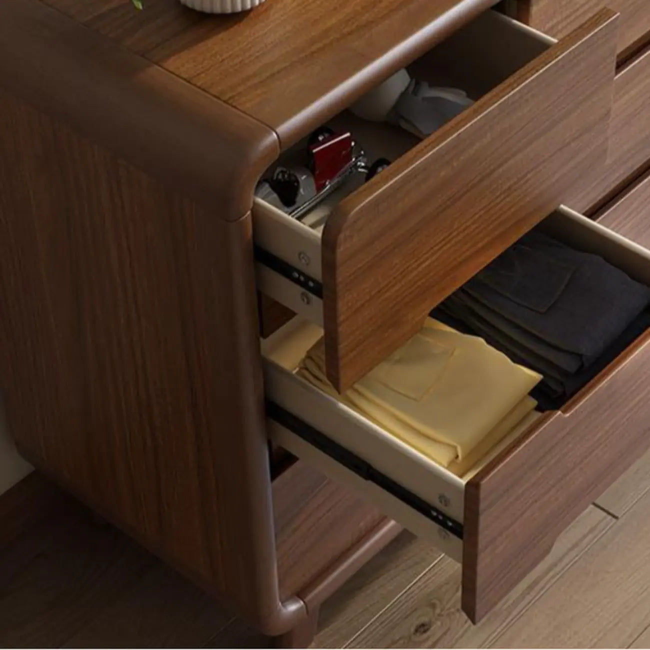 Elegant Large Brown White Wood Bedroom Chests with 9 Drawer