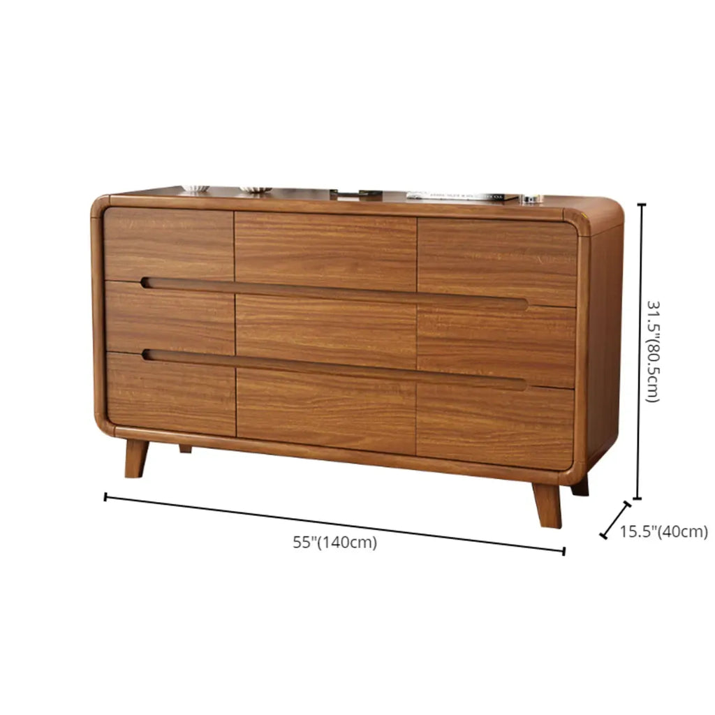 Elegant Large Brown White Wood Bedroom Chests with 9 Drawer