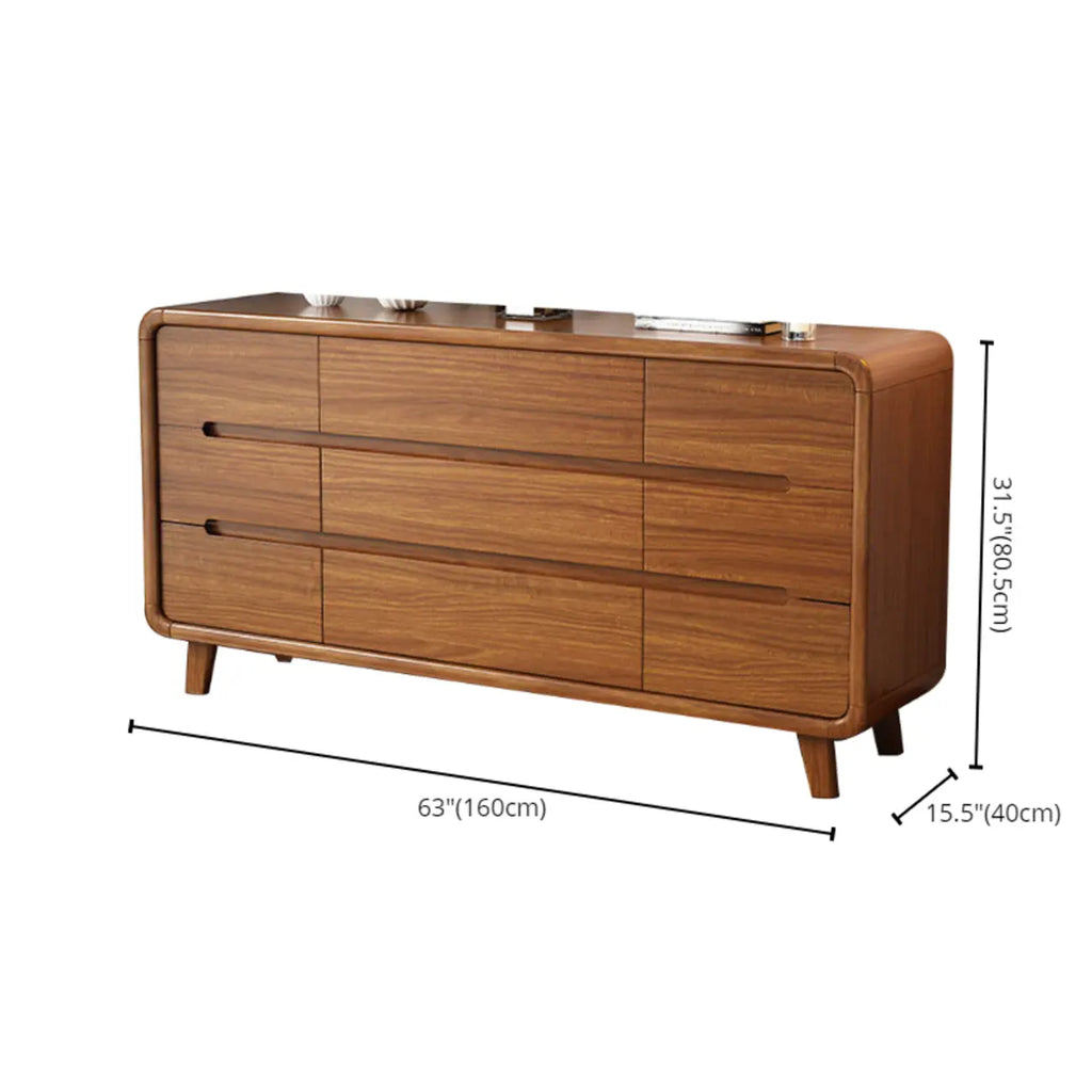 Elegant Large Brown White Wood Bedroom Chests with 9 Drawer