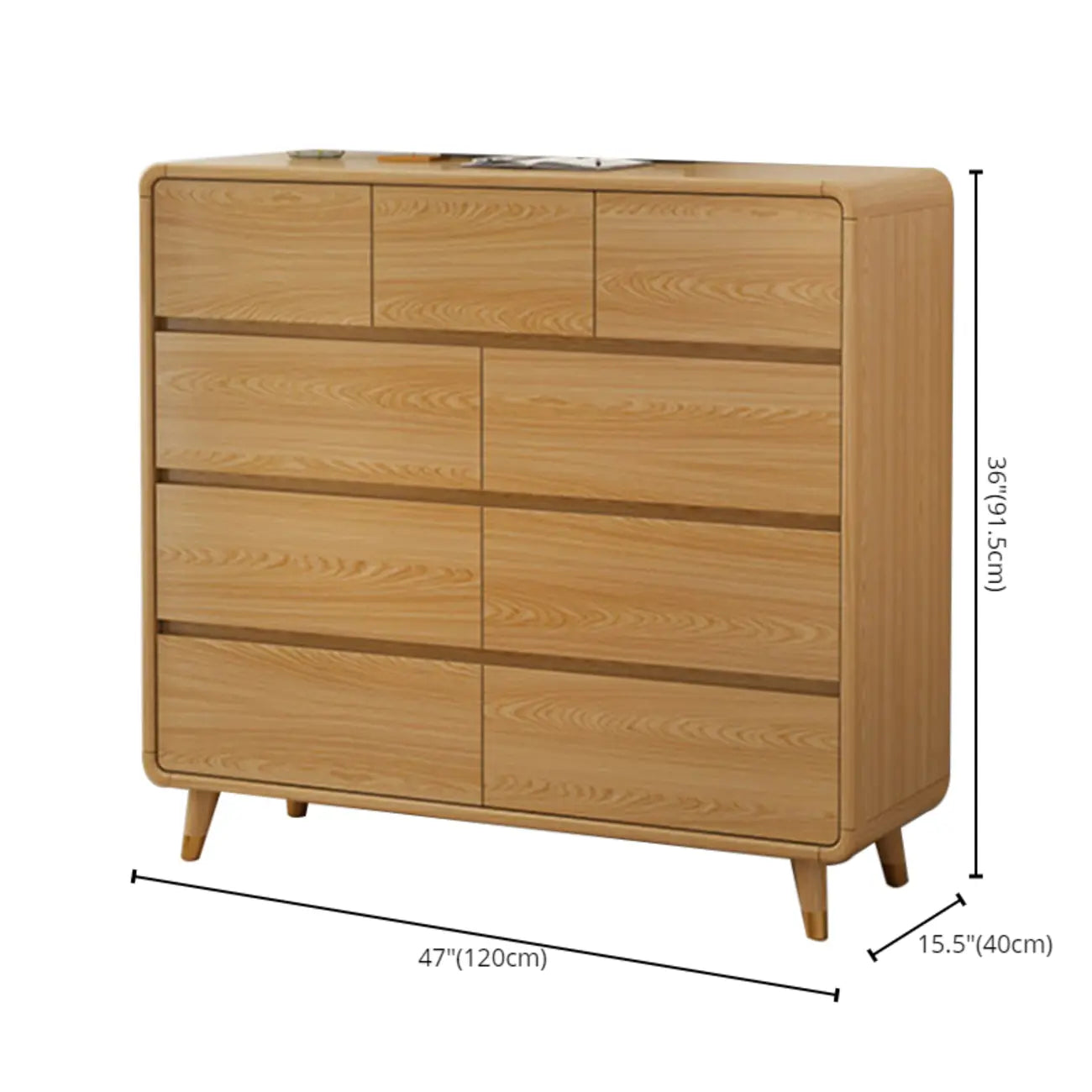 Elegant Large Brown White Wood Bedroom Chests with 9 Drawer