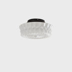 Beige Round Glass Vintage Semi Flush Ceiling Light