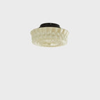 Beige Round Glass Vintage Semi Flush Ceiling Light