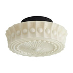 Beige Round Glass Vintage Semi Flush Ceiling Light