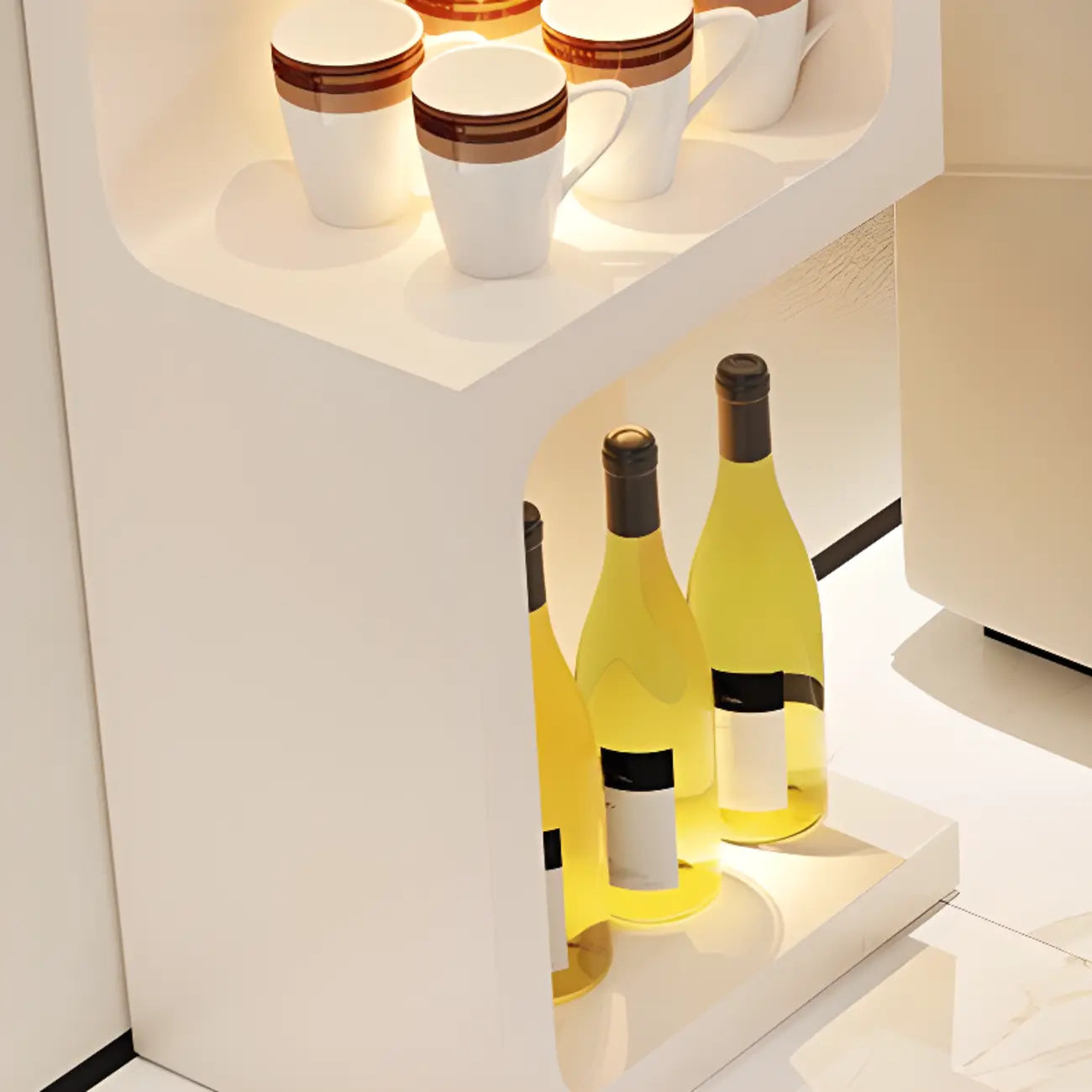 Scandinavian Smooth White Storage Bar Tables