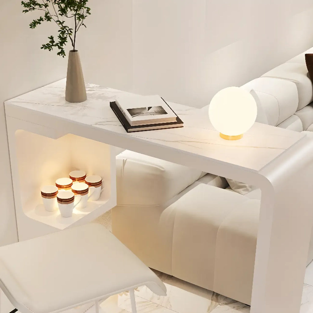 Scandinavian Smooth White Storage Bar Tables