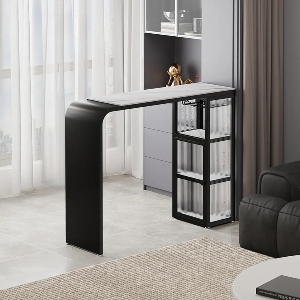 Nordic White Slate Metal Storage Bar Tables
