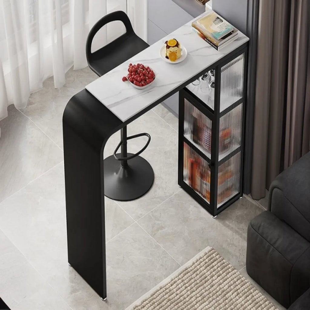 Nordic White Slate Metal Storage Bar Tables