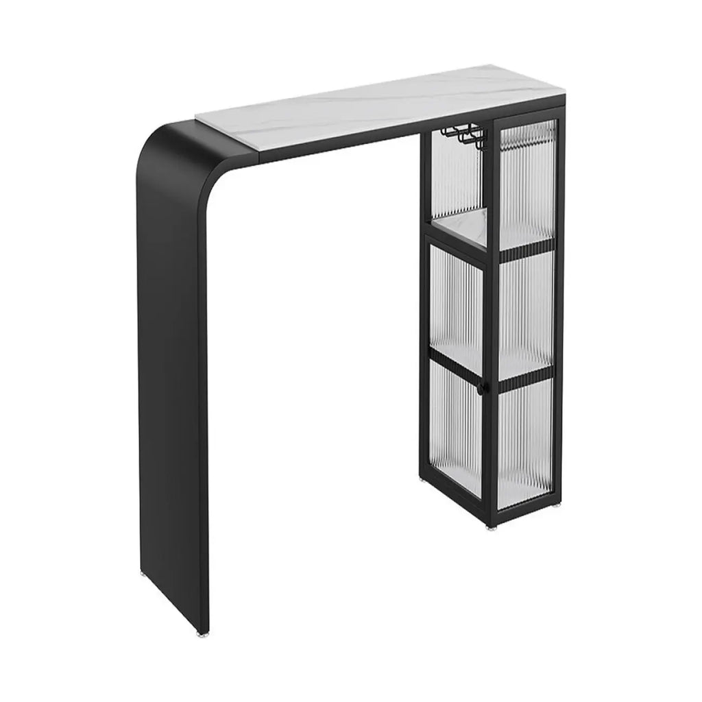 Nordic White Slate Metal Storage Bar Tables