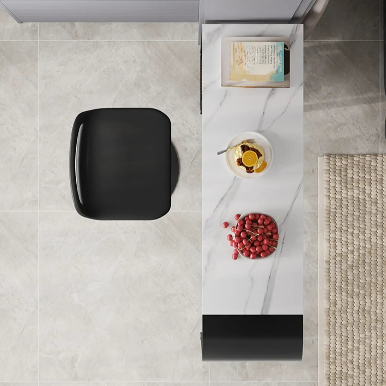 Nordic White Slate Metal Storage Bar Tables