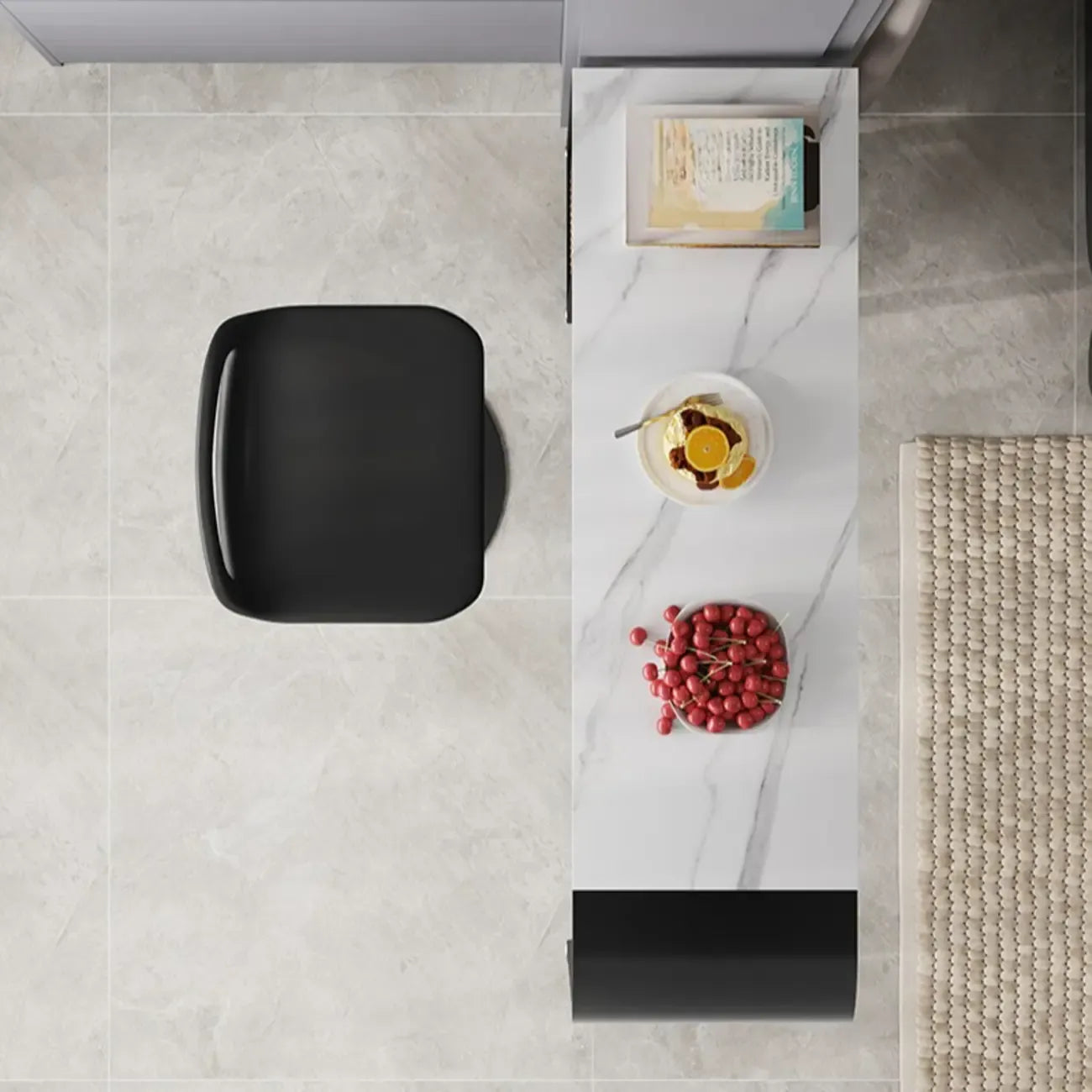 Nordic White Slate Metal Storage Bar Tables