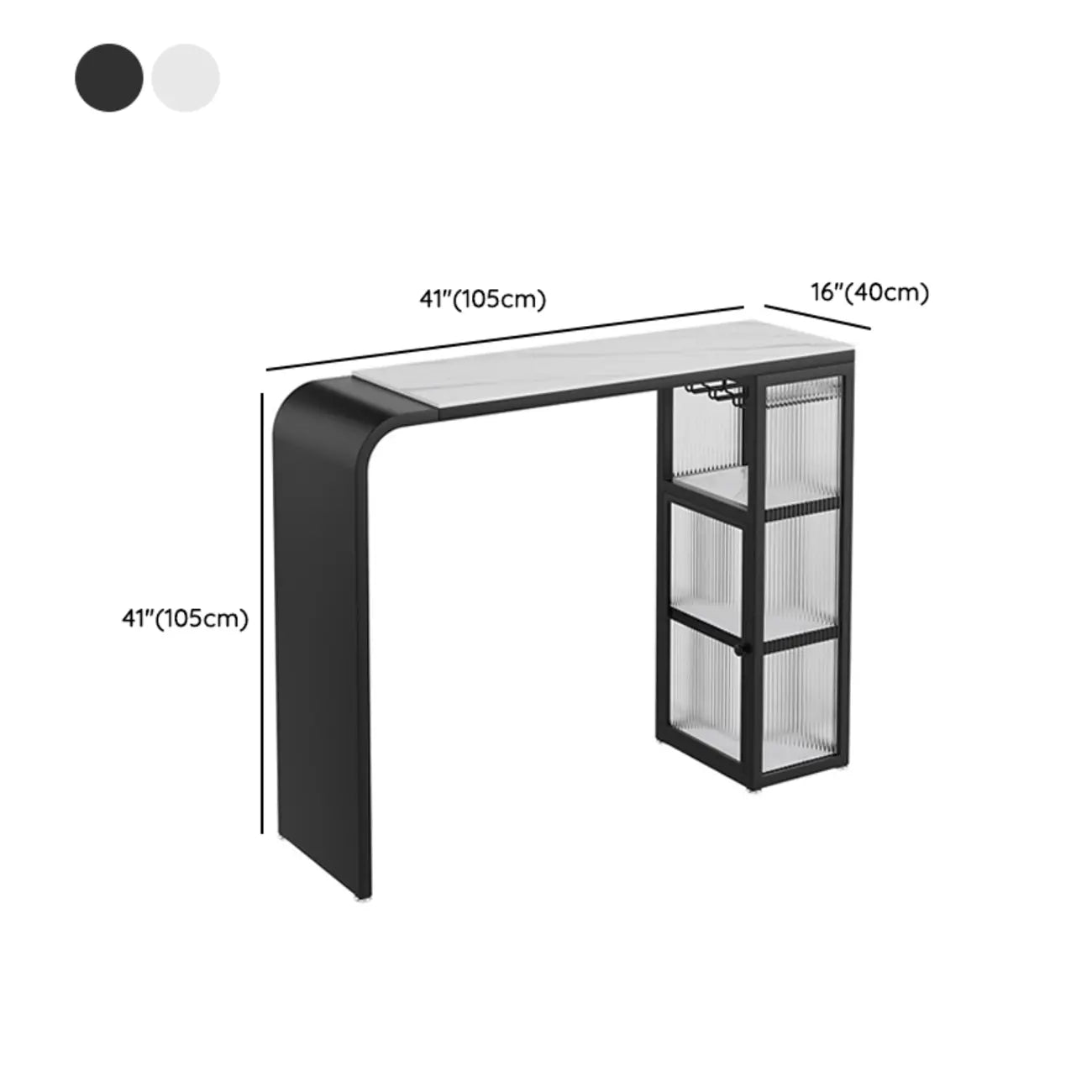 Nordic White Slate Metal Storage Bar Tables