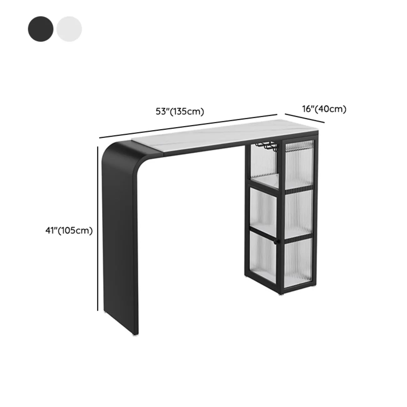 Nordic White Slate Metal Storage Bar Tables