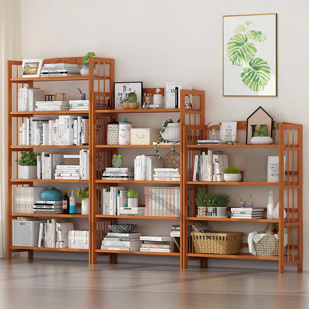Minimalist Adjustable Vertical Open Back Wooden Bookshelves
