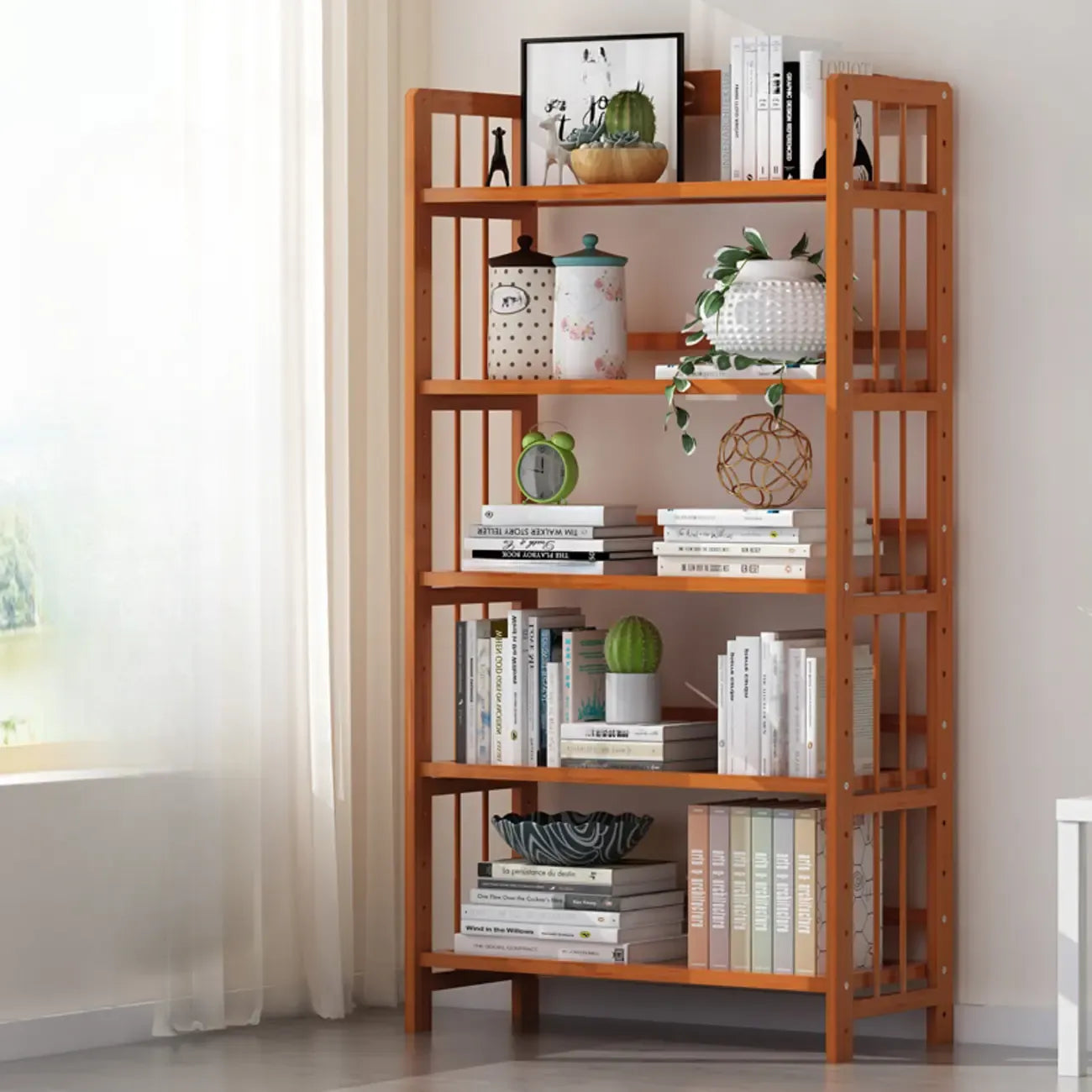 Minimalist Adjustable Vertical Open Back Wooden Bookshelves