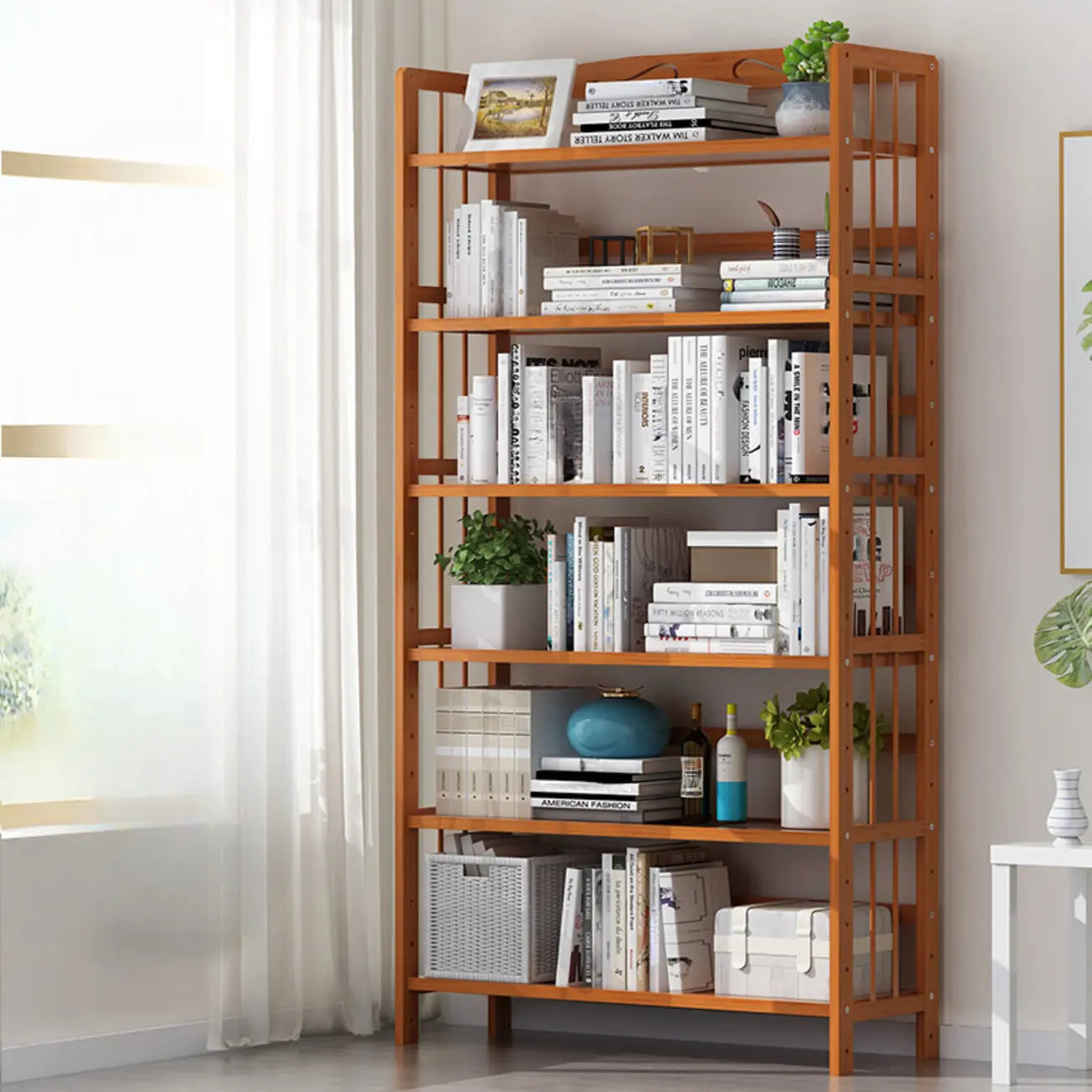 Minimalist Adjustable Vertical Open Back Wooden Bookshelves