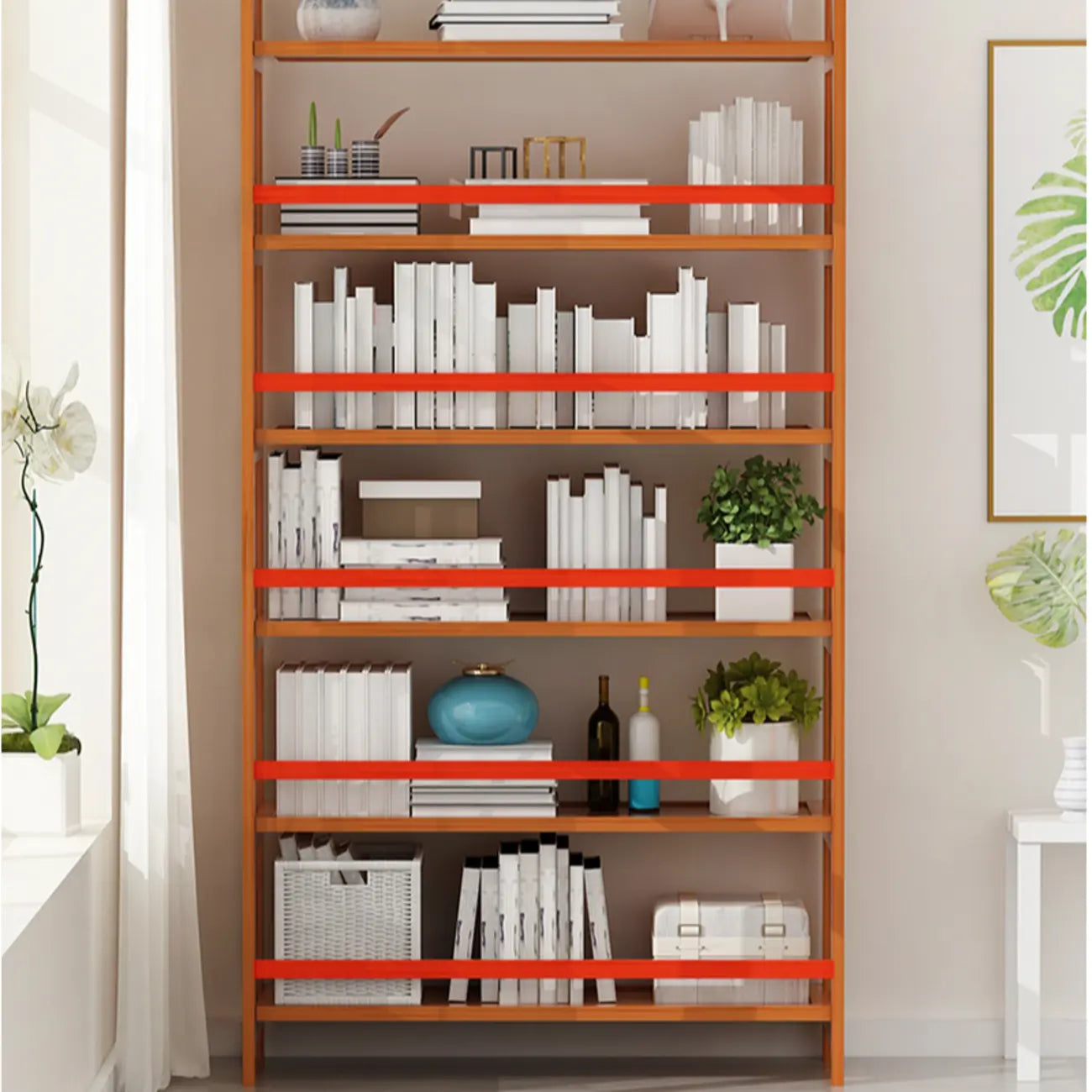 Minimalist Adjustable Vertical Open Back Wooden Bookshelves