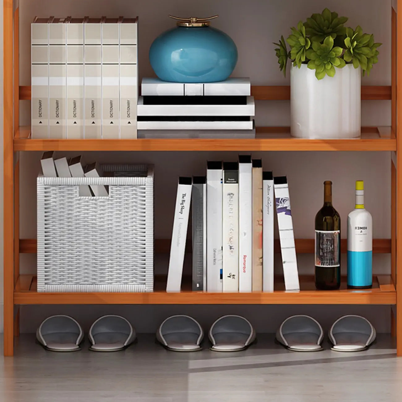 Minimalist Adjustable Vertical Open Back Wooden Bookshelves