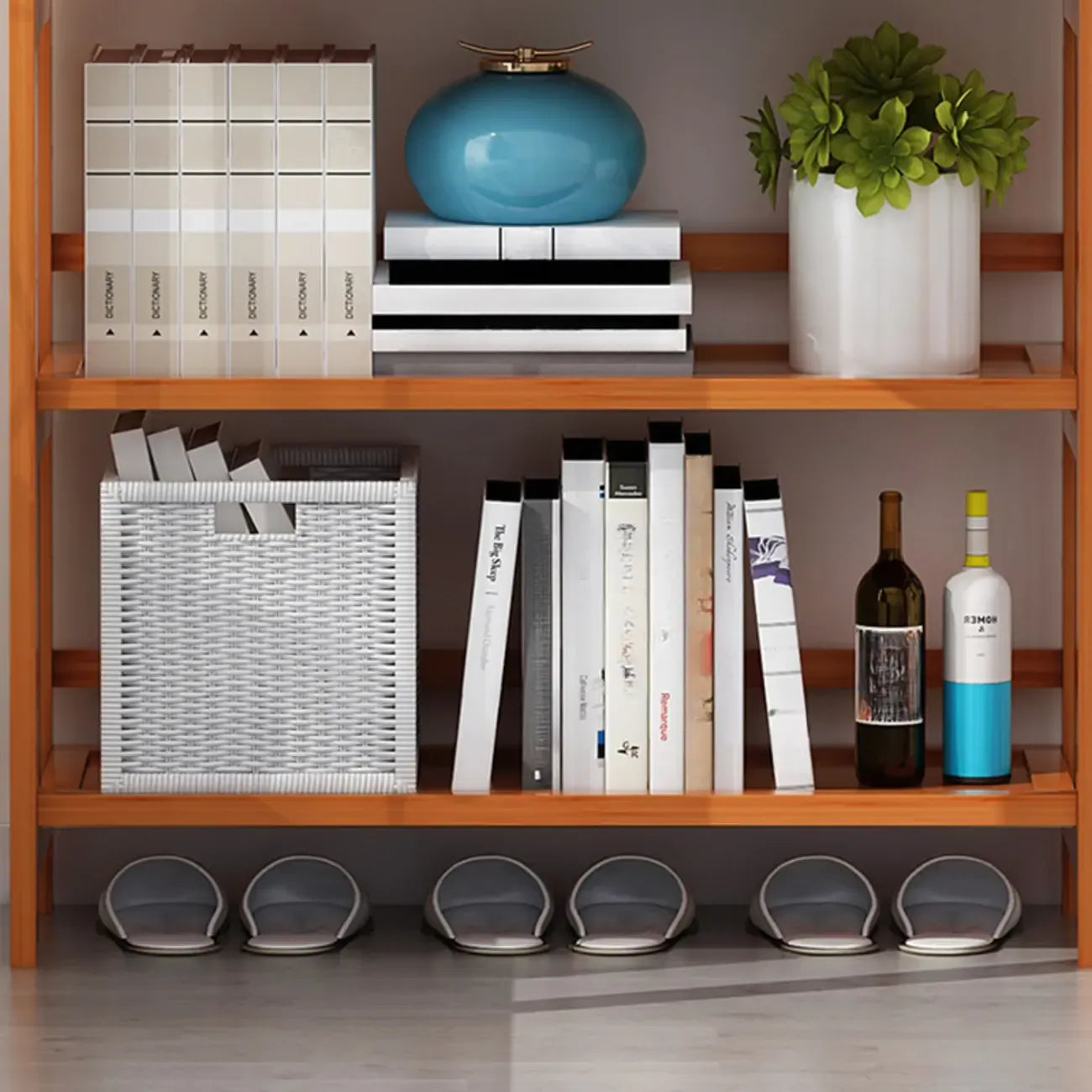 Minimalist Adjustable Vertical Open Back Wooden Bookshelves