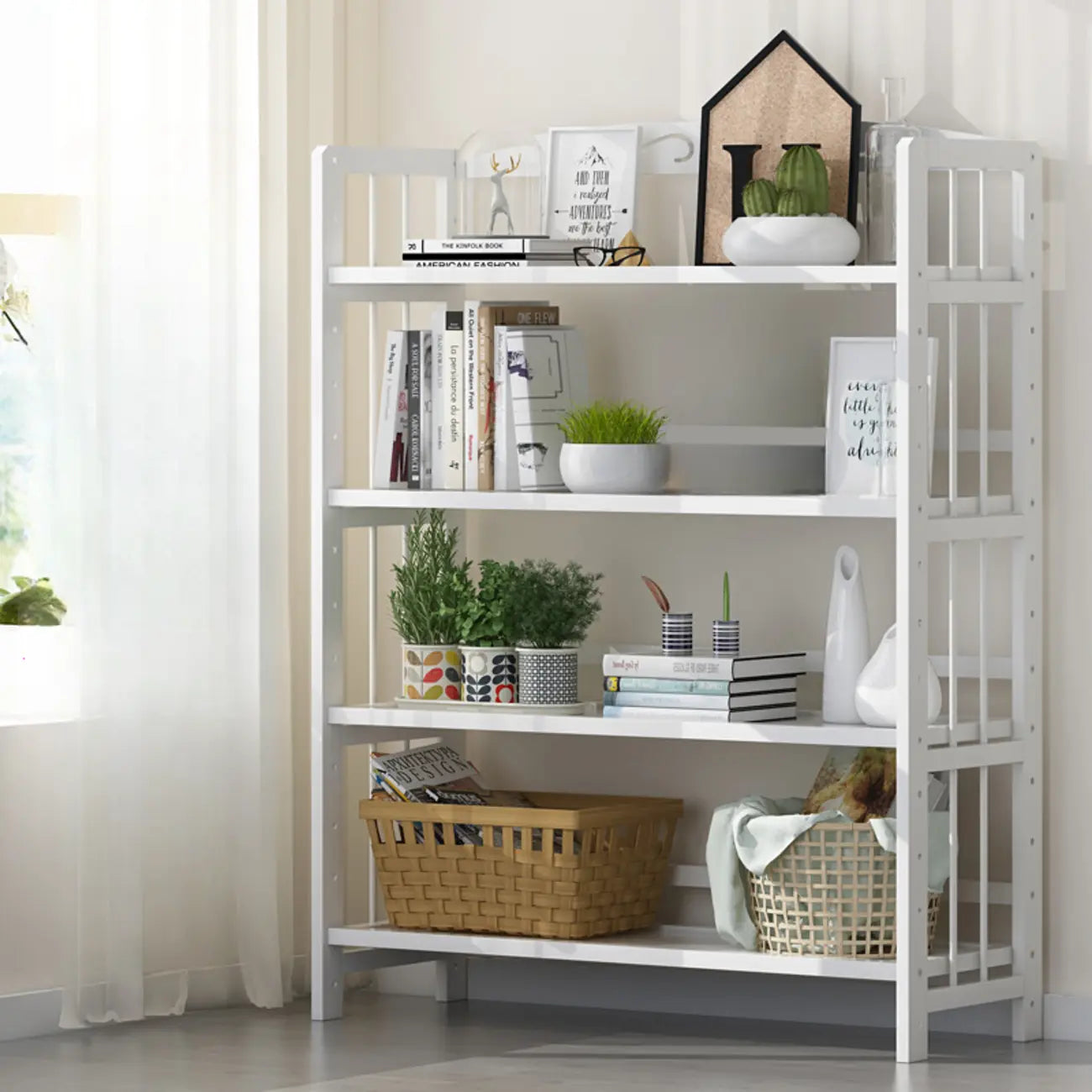 Minimalist Adjustable Vertical Open Back Wooden Bookshelves