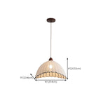 Dome-Shape White Fabric Rope Pendant Light Residential Use