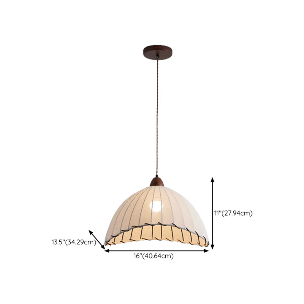 Dome-Shape White Fabric Rope Pendant Light Residential Use