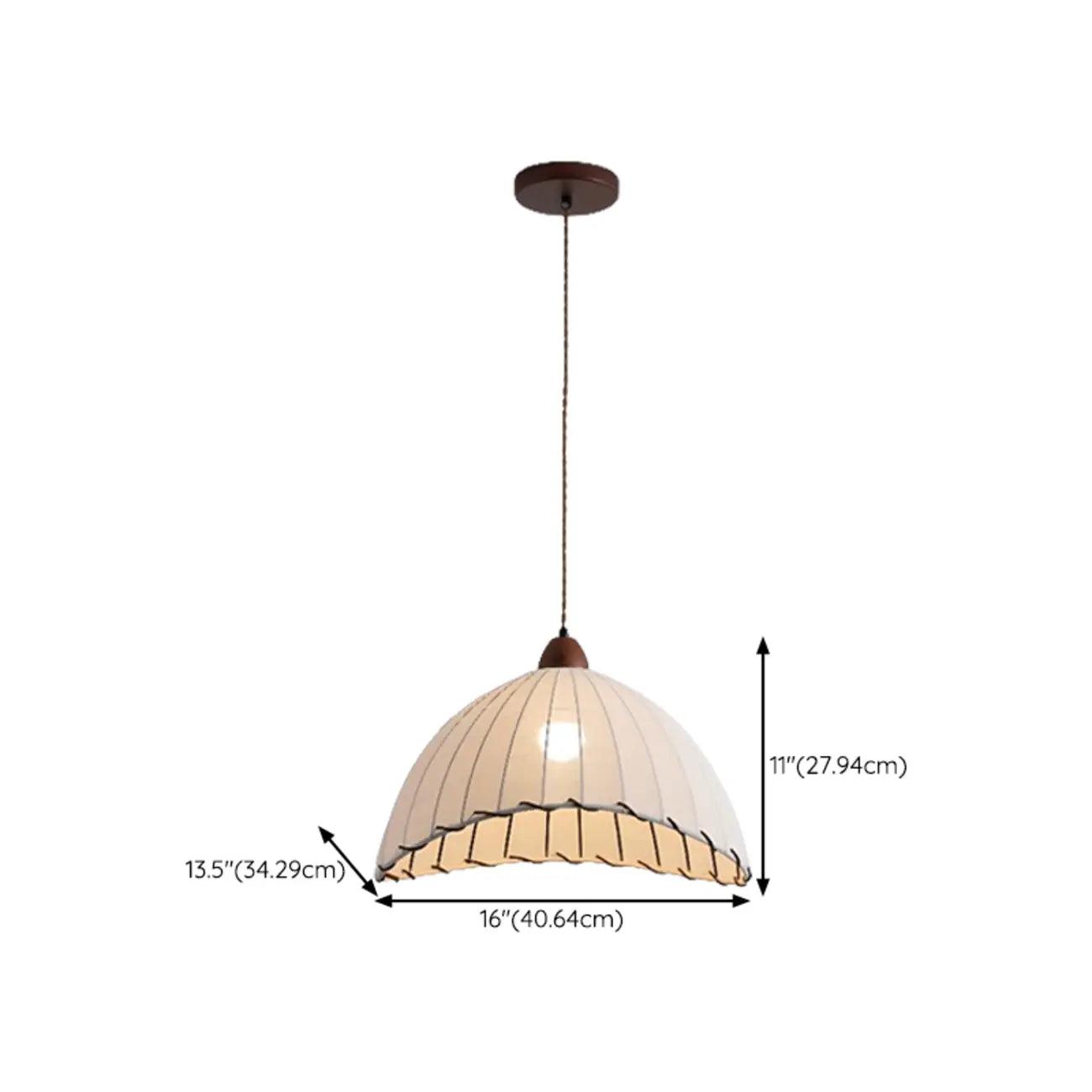 Dome-Shape White Fabric Rope Pendant Light Residential Use