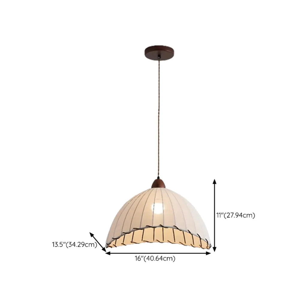 Dome-Shape White Fabric Rope Pendant Light Residential Use