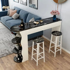 Modern Black-White Wooden Asymmetrical Shelves Bar Tables