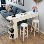 Modern Black-White Wooden Asymmetrical Shelves Bar Tables