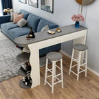 Modern Black-White Wooden Asymmetrical Shelves Bar Tables