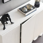 Modern White Wood Scalloped Adjustable Shelves Cabinet