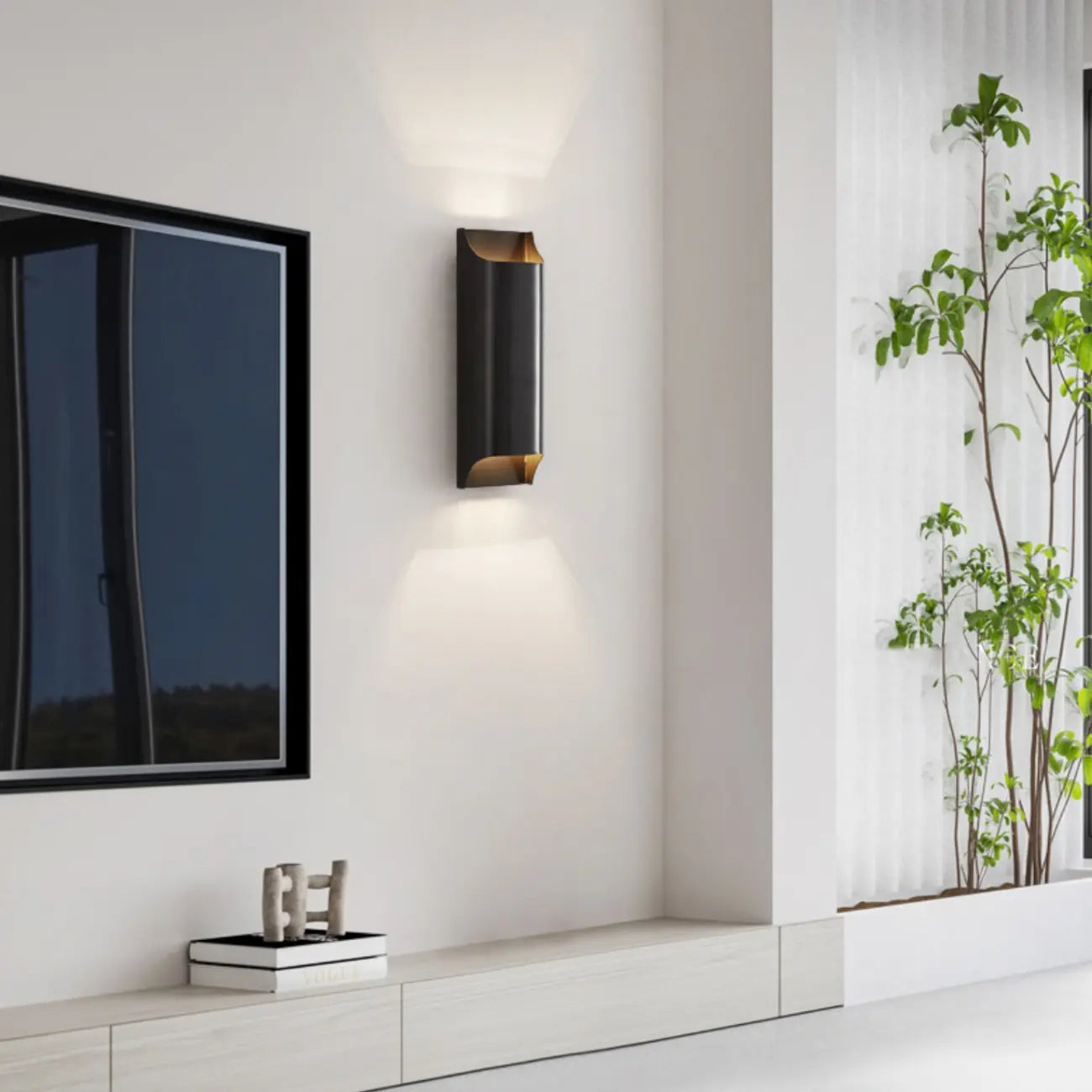2-Light Copper LED Wall Lamp in Gold/Black Finish