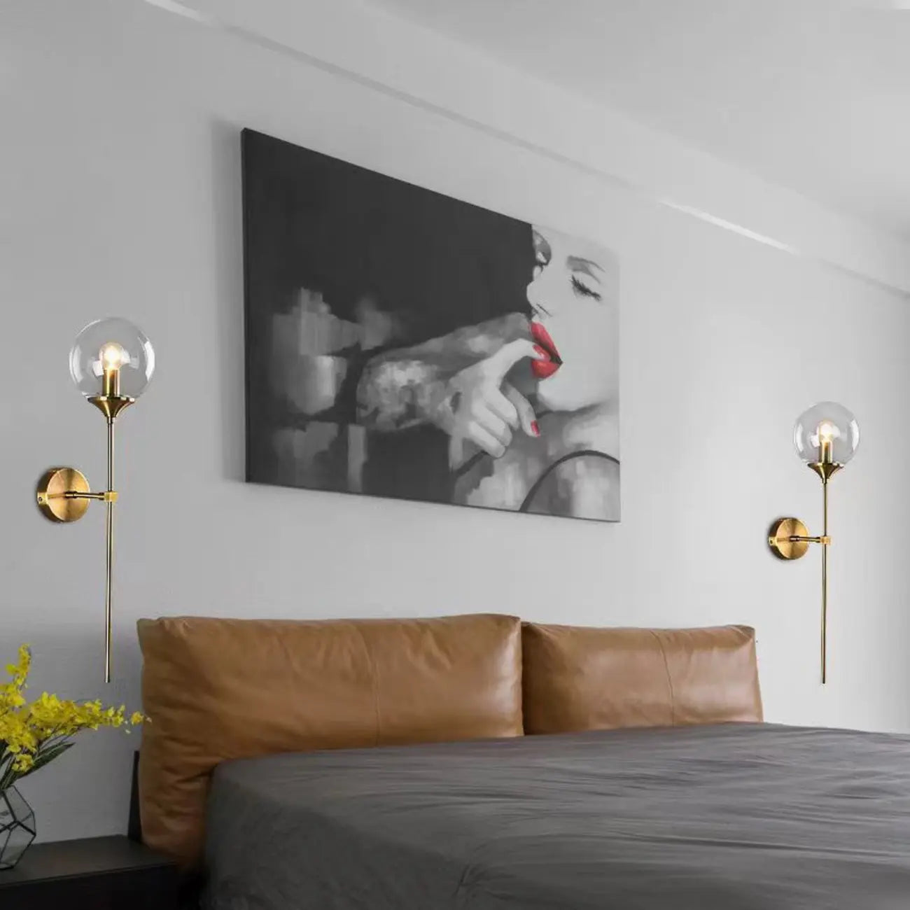 24Modern Brass Wall Sconce Fixture with Glass Shade