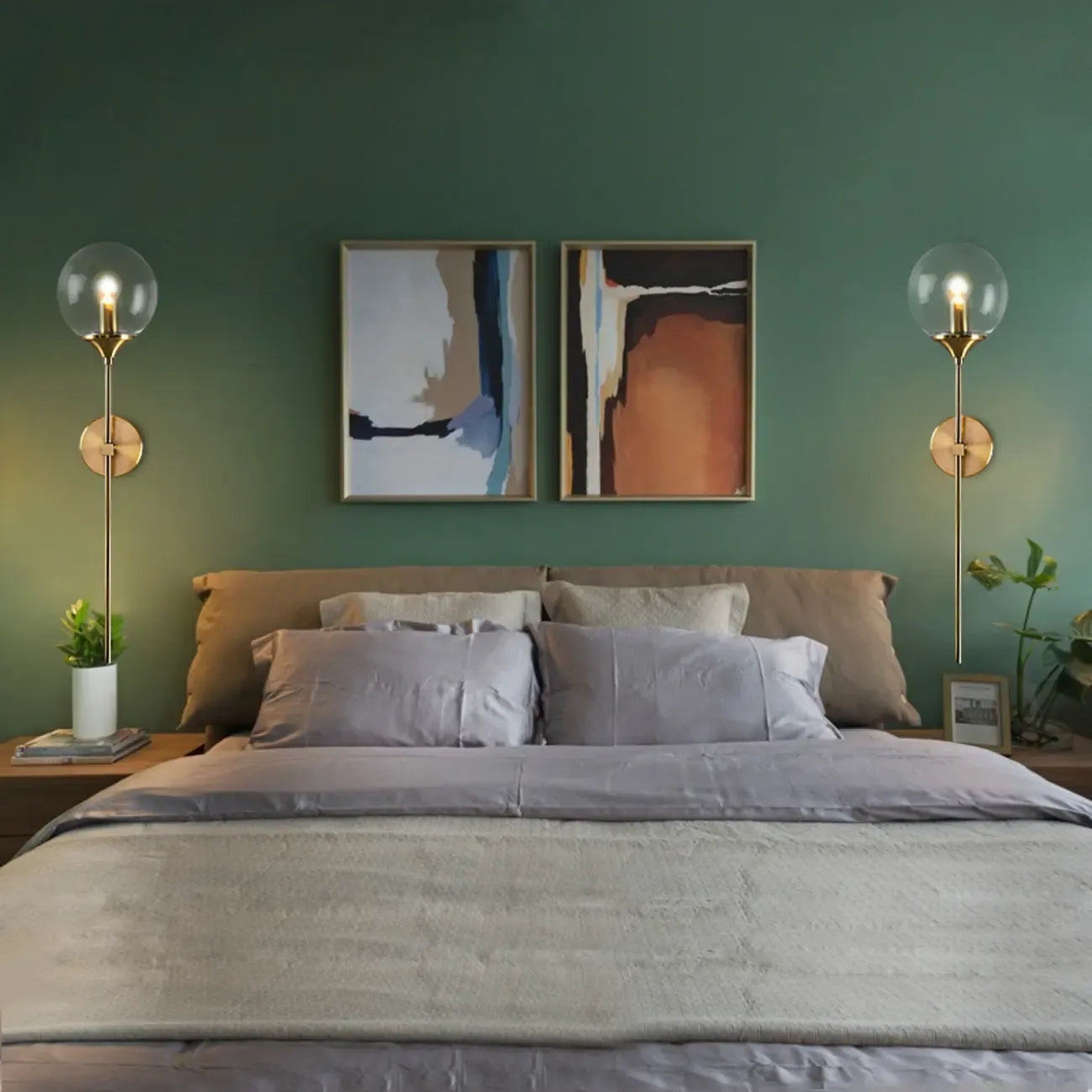 24Modern Brass Wall Sconce Fixture with Glass Shade
