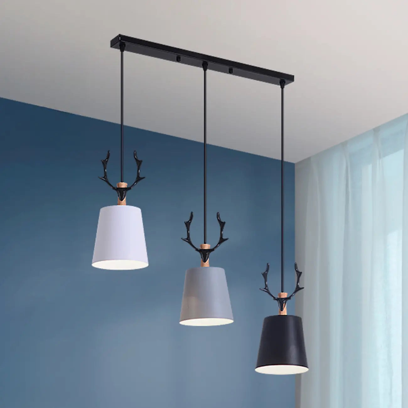 3-Light Modern Metal Cone Island Pendant Light for Kitchen