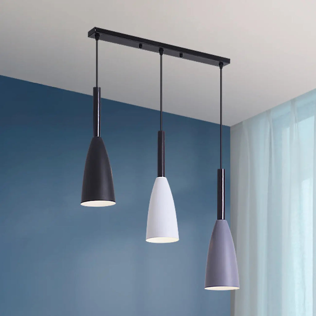 3-Light Modern Metal Cone Island Pendant Light for Kitchen