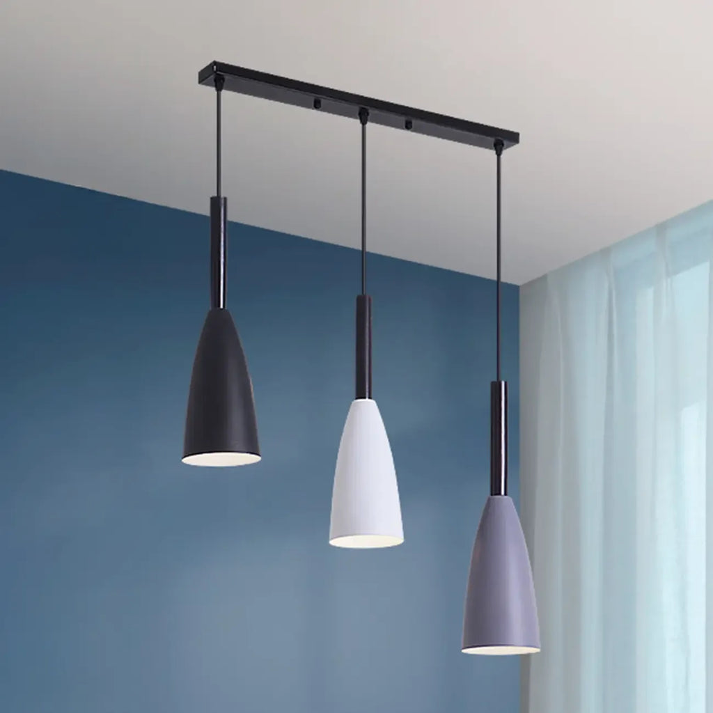 3-Light Modern Metal Cone Island Pendant Light for Kitchen