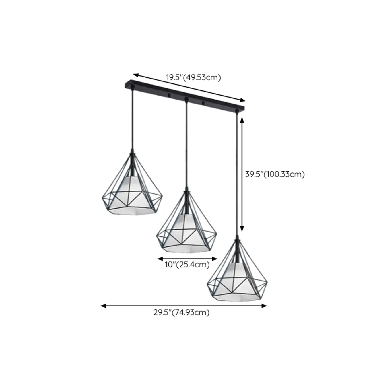 3-Light Modern Metal Cone Island Pendant Light for Kitchen