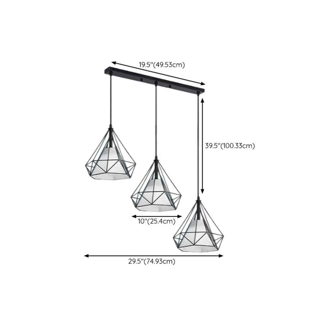 3-Light Modern Metal Cone Island Pendant Light for Kitchen